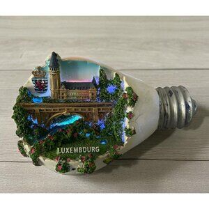 Vintage Luxembourg Light Up City Scene Souvenir Light Bulb Sculpture 6 Inch